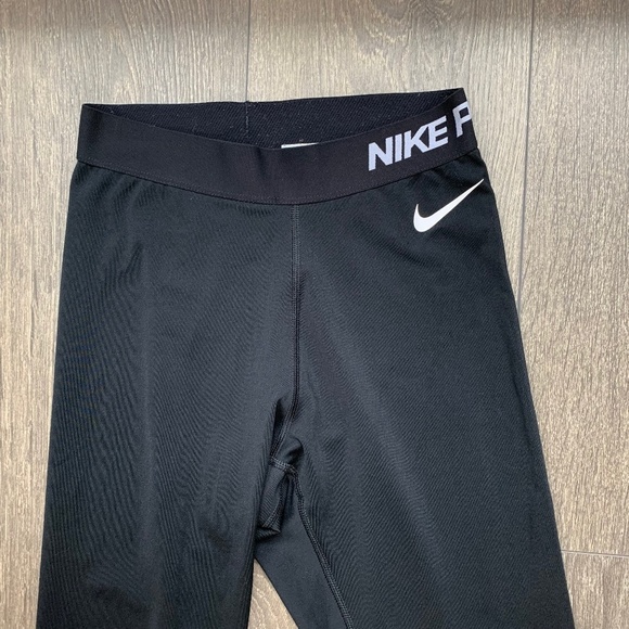 Nike Pro Warm Fleece Just Do it Logo Leggings Running Dri fit Black Second layer - Picture 6 of 15